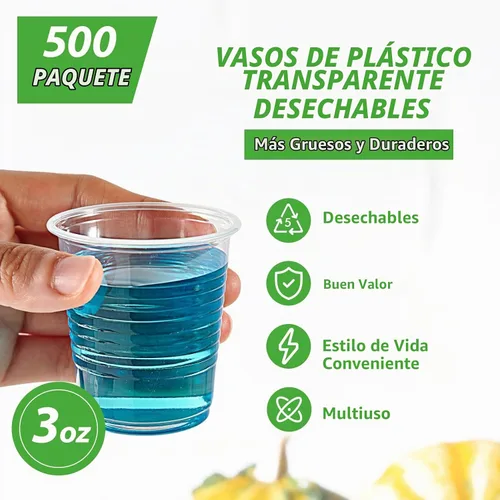 Vista 5 de Lilymicky - 500 unidades de vasos de plástico transparente de 3 onzas, pequeños vasos desechables para el baño, recipientes de enjuague bucal