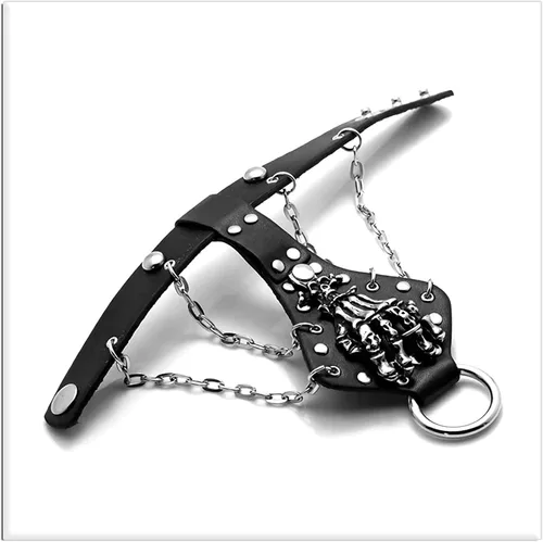 Vista 2 de Xusamss Punk Rock Alloy Skull Hand Rivet Chain Cuff Bracelet,7"-8