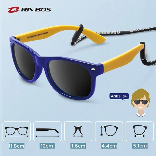 Vista 5 de Lentes de sol de goma Rivbos RBK004, flexibles, para niños lentes para bebés y niños de 3-10 (vidrio espejado disponible).