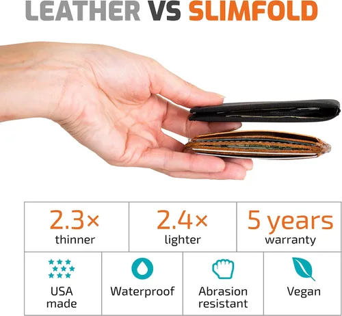 Vista 7 de SlimFold MICRO - Billeteras delgadas veganas con bolsillo frontal minimalista para hombre (bloqueo RFID)