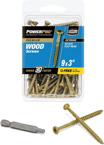 Vista 23 de Power Pro Tornillos de madera para exteriores de alta calidad, tornillos de cubierta multiusos #8 x 1-1/4 pulgadas para proyectos al aire libre