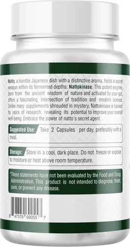 Vista 2 de Probase Nutrition Suplemento de nattoquinasa 4,000 porciones FU, 120 cápsulas (derivadas de Natto japonés) Enzimas sistémicas para apoyo