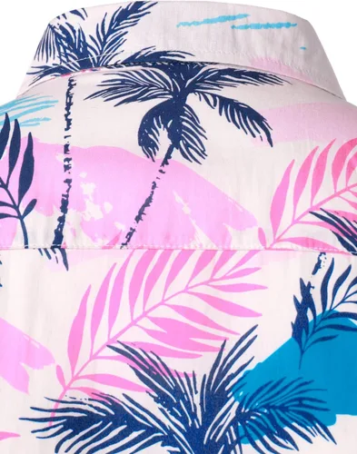 Vista 6 de JOGAL Camisa hawaiana Aloha de manga corta para hombre
