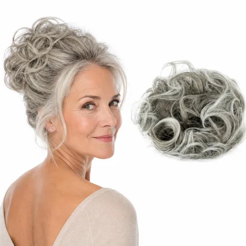 Vista 36 de CAISHA Postizo Grande Scrunchy Recogido Peinado Nupcial Rizado Moño Despeinado Marrón Chocolate Oscuro G2E