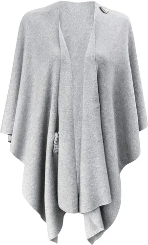 Vista 2 de PULI Suéter tipo poncho para mujer con frente cruzado grande y elegante capa de punto para otoño e invierno