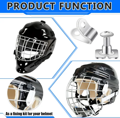 Vista 4 de Kit de reparación de casco de hockey de 33 piezas, kit de reparación de casco de fútbol, incluye clips en J en forma de R, clips de visera