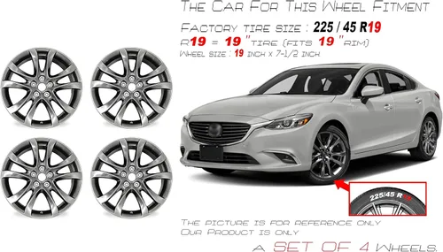 Vista 2 de Para Mazda 6 OEM Design Wheel 19 "19x7.5 2014-2017 Juego de 4 llantas de repuesto de plata hiper oscura