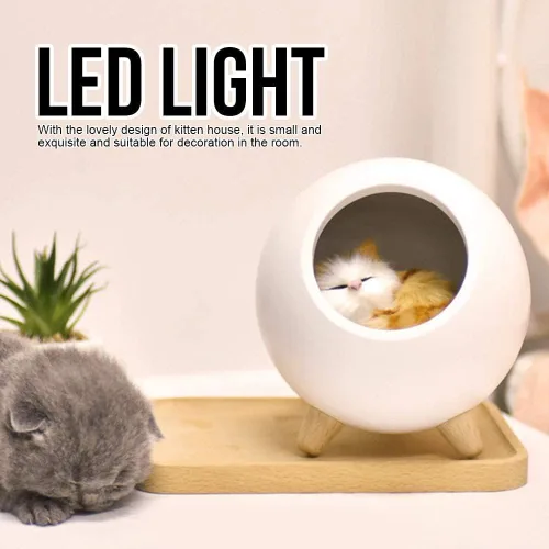Vista 4 de Yosooo - Lámpara de mesa para gatos, para mascotas, con luz nocturna para gatos y mascotas