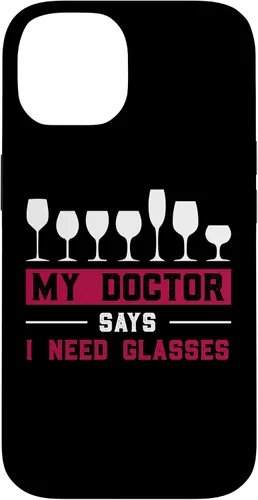 Vista 4 de iPhone 12/12 Pro Wine Lovers Pun Funny Drinking My Doctor Says I Need Glasses Case