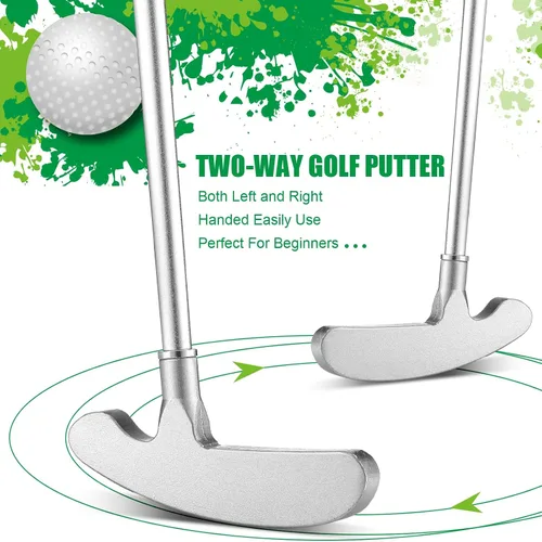 Vista 4 de Wettarn Juego de 3 palos de golf de dos vías para hombres, mujeres y niños, eje de putter resistente con 6 pelotas de golf de práctica para Azul