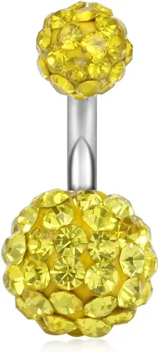 Vista 24 de Ruifan 14G 0.236 in 1/4 pulgadas 316L Acero quirúrgico cristal ferido CZ corto ombligo aretes de ombligo anillos de botón 4-6 piezas