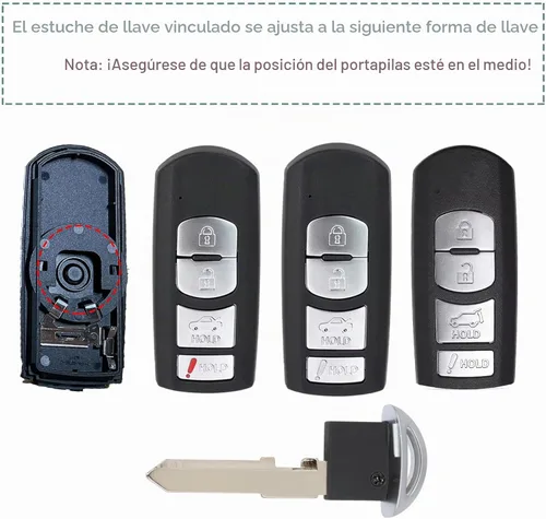 Vista 3 de Beefunny Funda de llave de repuesto para mando a distancia de coche, 4 botones, para Mazda 3 6 2014-2018 SKE13D-01 (Solo funda de llave)