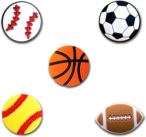 Vista 2 de 25 dijes deportivos para zapatos para zuecos, sandalias, pulsera, pantuflas, zapatos de agua, béisbol, sóftbol, fútbol, fútbol, baloncesto