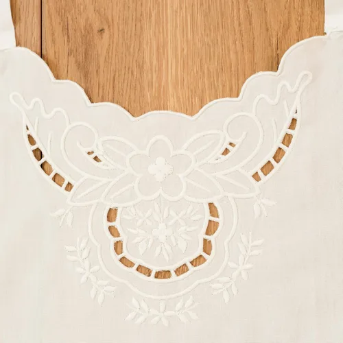 Vista 6 de Minhcraft Delantal de algodón blanco con bordado de flores hermosas volantes de longitud completa babero delantal de las mujeres, Blanco