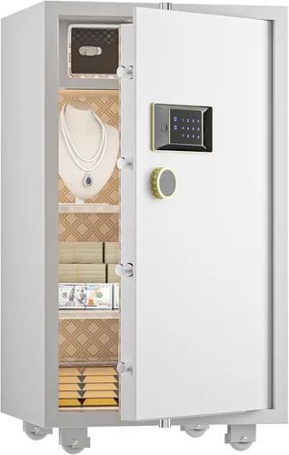 Vista 10 de TIGERKING Caja fuerte para el hogar con bloqueo digital de pantalla táctil Blanco