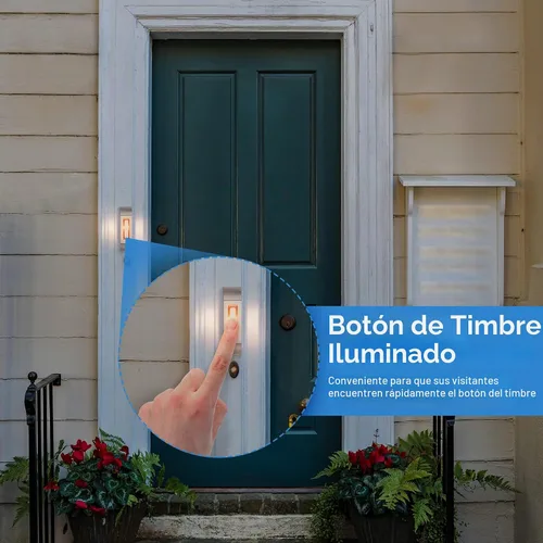 Vista 3 de Enhon - Timbre de puerta con cable de metal con luz LED, 1 paquete Heavy Duty Metal Door Bell Button, Stylish Garage Doorbell Compatible with Wire