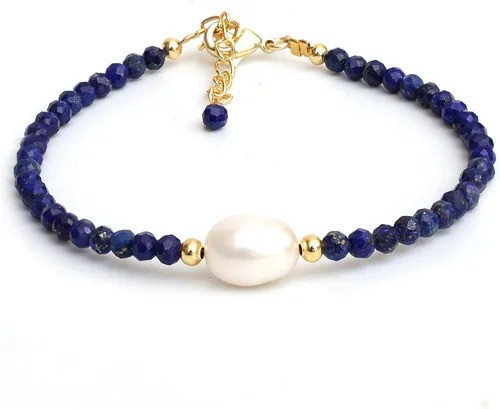 Vista 14 de Gempires - Pulseras de cuentas de cristal hechas a mano con joyería de perlas de agua dulce hipoalergénicas, chapadas en oro de 7.5 pulgadas