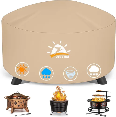 Vista 9 de Zettum Cubierta para Fogata Cuadrada de 28 Pulgadas - Cubierta para Fogata al Aire Libre Resistente e Impermeable, Cubierta para Mesa de Fuego
