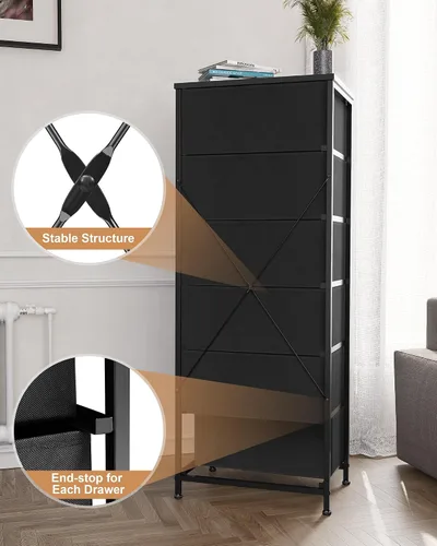 Vista 9 de Crestlive Products Cómoda de ratán, torre de almacenamiento alta de tela, cómoda con asas, unidad organizadora para dormitorio, pasillo, entrada