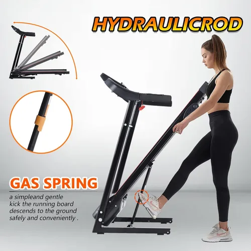 Vista 2 de Cinta de correr plegable para el hogar para entrenamiento en casa, pantalla LCD de 5 pulgadas, cubierta de correr absorbente de golpes, soporte