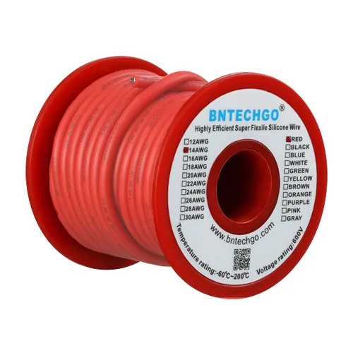 Vista 20 de BNTECHGO Carrete de alambre de silicona calibre 14 20 pies rojo y 20 pies negro flexible 14 AWG alambre de cobre estañado trenzado