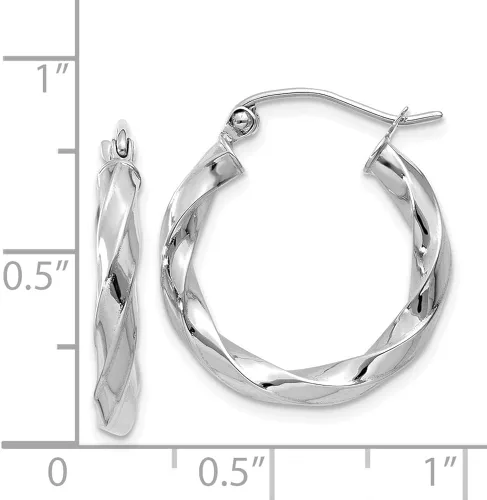 Vista 4 de Aretes de aro trenzados de oro blanco de 14 quilates de 0118in para mujer Metal Gema