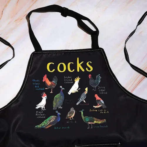 Vista 3 de WZMPA Divertido delantal de cocina para mujeres y hombres, regalos para amantes de los pollos gallos cacatúas, pavos reales para hornear y cocinar