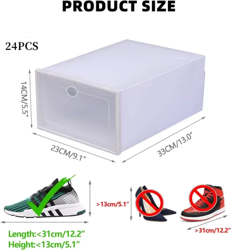 Vista 3 de 20 cajas de almacenamiento de zapatos plegables de plástico transparente para el hogar, organizador de zapatos apilable, organizador de zapatos