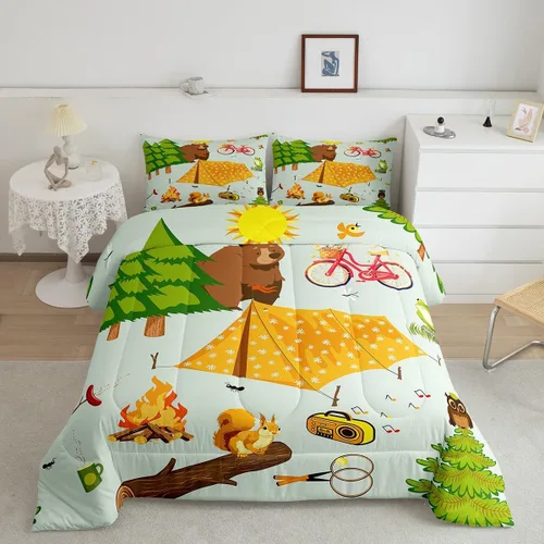 Vista 12 de Feelyou Juego de edredón de panda de dibujos animados para niños, edredón de animales lindos para niños y niñas, juego de ropa de cama kawaii panda