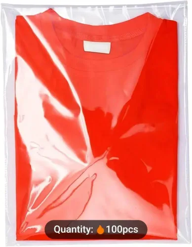Vista 7 de 100 bolsas de plástico transparente (9 x 12 pulgadas) para embalaje, ropa y camisetas, bolsas de celofán autoadhesivas de embalaje fuerte