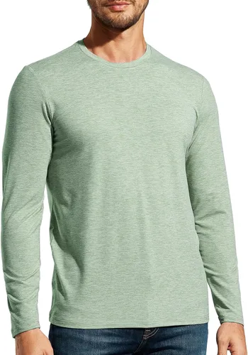 Vista 8 de MIER X-Sofort - Camisetas de manga larga para hombre, ligeras, súper suaves, atléticas, cuello redondo, para correr, descansar, entrenamiento casual