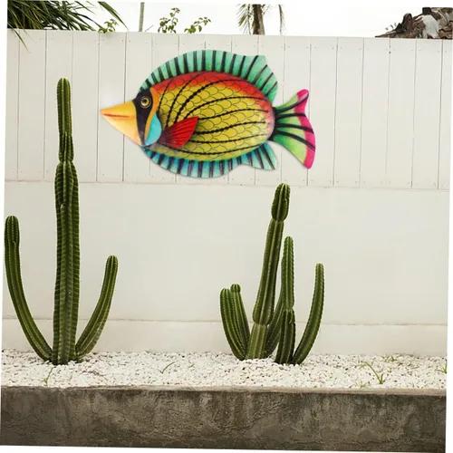 Vista 3 de GANAZONO Jardín de hierro forjado peces colgante de pared de metal pez vela arte de pared colgante de peces decoración de peces escultura de pared