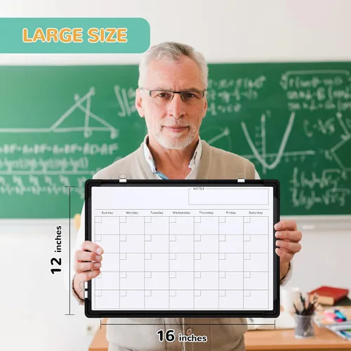 Vista 7 de Calendario mensual pequeño pizarra blanca de borrado en seco para pared, pizarra magnética de borrado en seco de 16 x 12 pulgadas, pizarra blanca