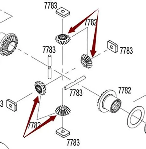 Vista 4 de Engranaje de araña diferencial de acero endurecido - 4 piezas para Traxxas X-MAXX XMAXX 6S y 8S 7782