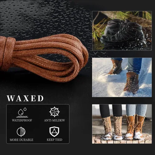Vista 7 de VSUDO 2 Pairs Waxed Round Dress Shoe Laces for Mens Dress Shoes, 18" Thin Business Oxford Dress Shoelace, Dress Shoe Strings
