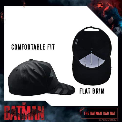 Vista 5 de Concept One The Batman Dad - Gorra de béisbol para adultos con diseño de armadura con ala plana, color negro, talla única, Negro