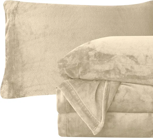 Vista 12 de Elegant Comfort - Juego de sábanas de franela de terciopelo de lujosamente suave de 4 piezas para las fiestas - Calidad premium - Juego de sábanas