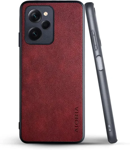 Vista 6 de AIORIA Para Poco X5 Pro Case, Funda de cuero premium para teléfono Diseño retro Funda protectora completa para Xiaomi Poco X5 Pro 5G (rojo)