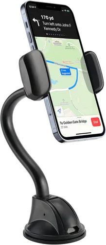 Vista 6 de LAX Gadgets Soporte de teléfono para automóvil, negro, ventosa para parabrisas o tablero, compatible con iPhone 13, 12, 11, Samsung Galaxy S20, Note