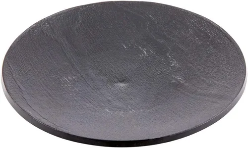 Vista 2 de Restaurantware Platos de servir de 5 x 5 pulgadas, 100 tablas redondas de charcutería, imitan el aspecto de platos de plástico negro pizarra, sirven