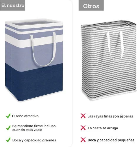 Vista 3 de HomeHacks - Paquete de 2 cestas grandes para ropa sucia, bolsas para ropa sucia (azul 75 pulgadas de largo x 2)