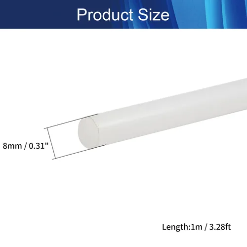 Vista 2 de Aicosineg Varilla redonda de plástico Polioximetileno Stick para la industria mecánica POM sólido duro blanco 1/3 x 39-3/8 pulgadas (D x L) 1 unidad