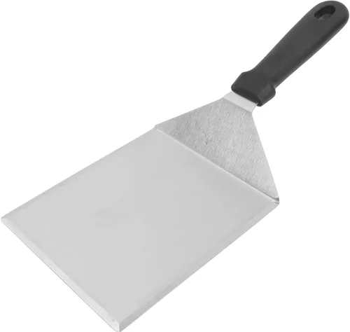 Vista 9 de Espátula de pizza de acero inoxidable, espátula de cocina para pasteles, pizza, panqueques, salteado (espátula redonda para pizza, mango de madera)