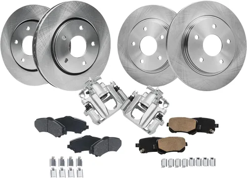 Vista 84 de Detroit Axle - Kit de frenos para Land Rover LR3 2005-2009, Rotores de freno deportivos Range Rover 2006-2009 y pastillas de freno de cerámica 2007