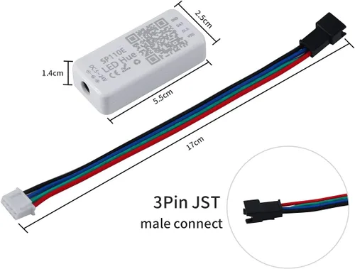 Vista 3 de Paquete de 1 controlador LED Sp110e para luces de tira LED Ws2812b Ws2811 WS2812B WS2811 Controlador Bluetooth LED direccionable App Control remoto