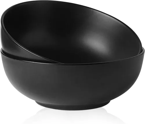 Vista 8 de Kanwone Tazones grandes para servir, 55 onzas, cuencos de cerámica para ensalada, pasta, tazones de sopa de porcelana, juego de 2, platos