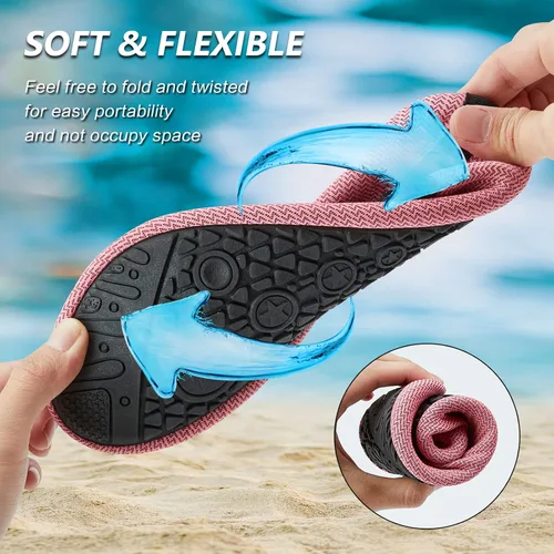 Vista 4 de Deevike Zapatos acuáticos para mujeres y hombres, estilo descalzo, de secado rápido, calcetines de agua sin cordones para playa, piscina, natación