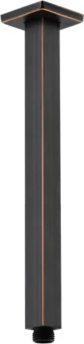 Vista 15 de Brazo de ducha de oro cepillado con brida de 6 pulgadas de acero inoxidable recto superior de lluvia cabezal de ducha de extensión de tubo cuadrado