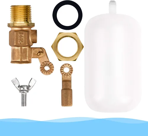 Vista 4 de Válvula de flotador de 1/2 pulgada de latón con brazo ajustable Válvula de control de nivel de agua de 60 PSI llenado y apagado automático