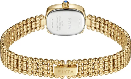 Vista 3 de FIYTA Reloj dorado pequeño para mujer, caja rectangular vintage, relojes de pulsera de acero inoxidable para mujer